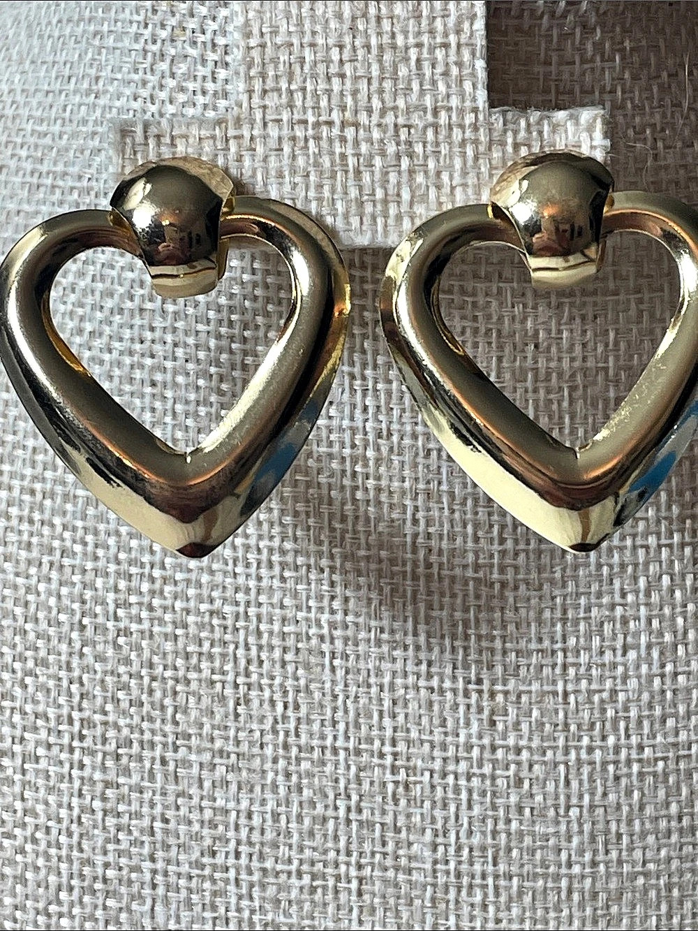 Heart Drop Earrings in Gold tone Post style 1.5”x1.5” New